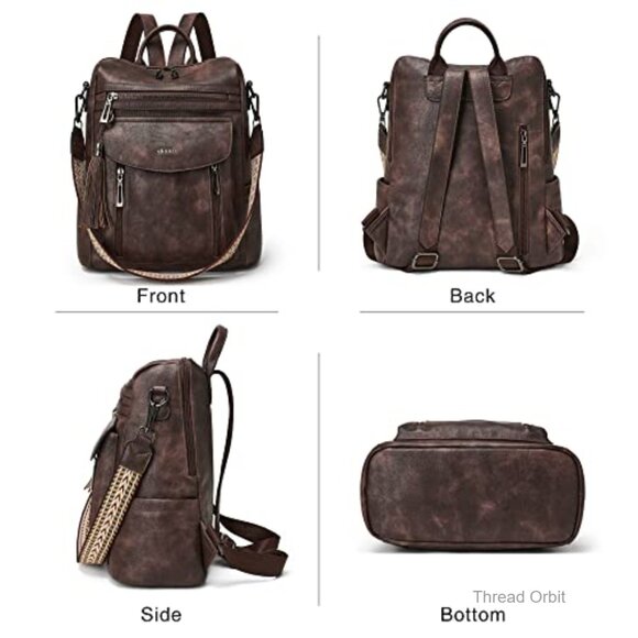 Convertible Leather Backpack Purse with Wristlet for Work Travel College main image 5